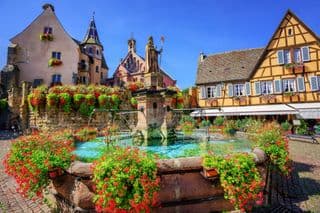 Fountain in Eguisheim Village Square