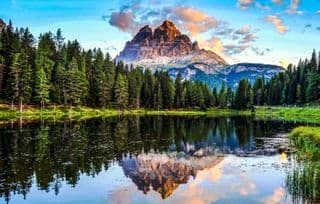 An Alpine Mountain Lake at Sunset