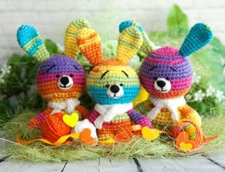 Colorful Crocheted Easter Bunnies