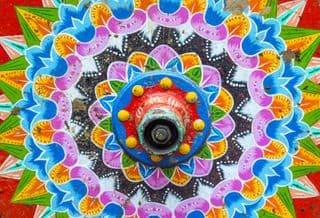 Colorful Traditional Costa Rican Ox Cart Wheel