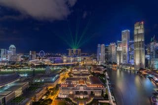 Laser Show Over Singapore's Night Skyline