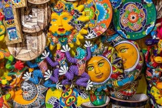 Vibrant Traditional Mexican Pottery Display