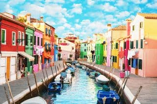 Narrow Canal in Burano, Venice