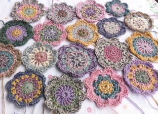 Handmade Crochet Flowers in Pastel Yarns