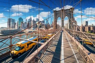 Vehicles Crossing the Brooklyn Bridge