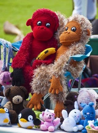 Handcrafted Monkey Dolls Seated Together