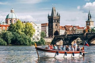 Charles Bridge Tourists under the Gothic Tower