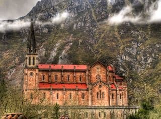 Covadonga Basilica in the Mountains of Asturias