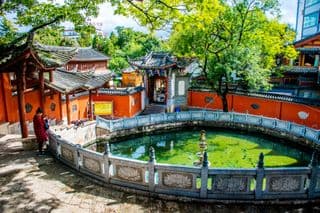 Ancient Pondscape at Lijiang's Buddhist Monastery