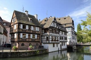 Half-Timbered Houses Along the River in Strasbourg