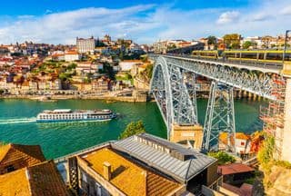 Overlooking the Douro River in Porto, Portugal