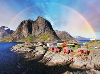 Rainbow Over Reine, Lofoten Islands, Norway