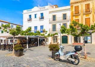 Sunny Cafe Terrace in Cadaqués, Costa Brava, Spain