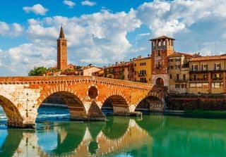 Ponte Pietra Bridge in Verona, Italy