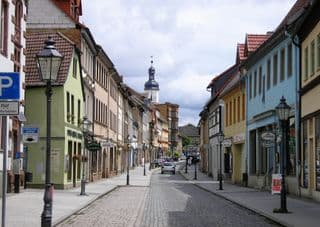 Historic Cobblestone Street in Eisenberg, Thuringia