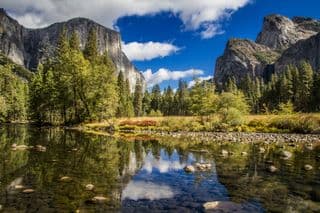 El Capitan and Bridalveil Fall Reflection in Yosemite Valley