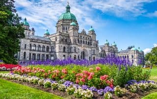 British Columbia Parliament Building amidst Blooms