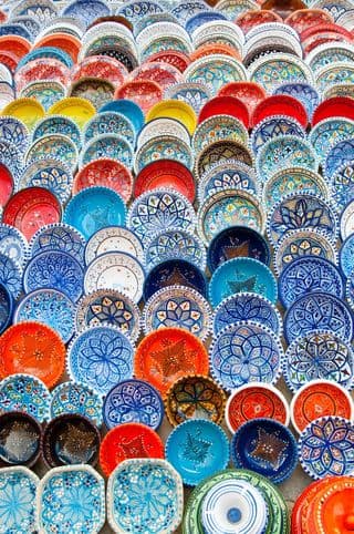 Vibrant Hand-Painted Pottery Display