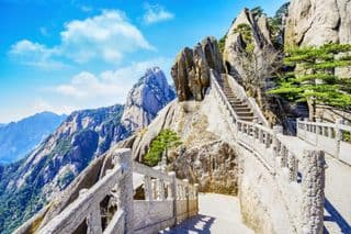 Stone Pathway Amidst the Yellow Mountains