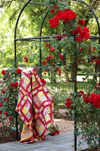 Quilted Archway Amidst Blooming Roses