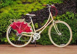 Cream Bicycle with Crochet Skirt Guard