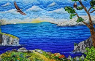 Eagle Soaring Over the Lake