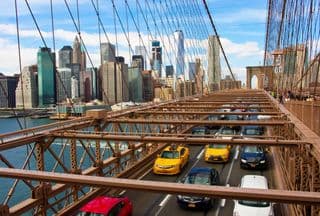 Vehicles Crossing the Brooklyn Bridge
