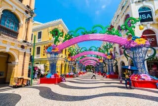 Colorful Floral Archway at Senado Square