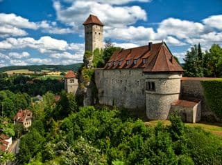 Medieval Fortress of Castle Veldenstein atop the Forest Cliffs