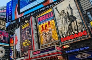 Vibrant Theater Billboards of Times Square