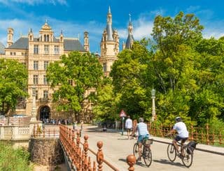 Bicyclists Approaching Schwerin Castle