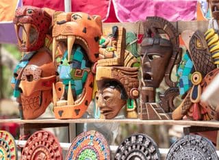 Colorful Mayan Masks from Chichen Itza