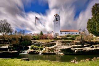 Historic Boise Train Depot amidst Dynamic Skies