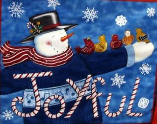 Snowman Joyfully Welcomes Birds in Winter Wonderland