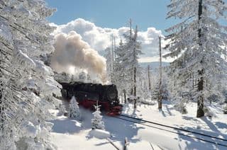 Steam Train Journey Through the Snowy Harz Mountains