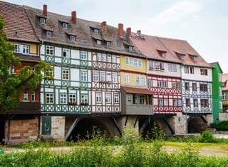 Half-timbered Houses Over the River in Erfurt, Germany