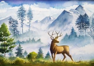 Majestic Deer in the Misty Mountains