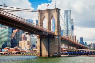 Iconic View of the Brooklyn Bridge over East River