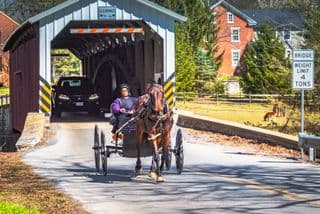 Amish Buggy Crossing Lime Valley Covered Bridge