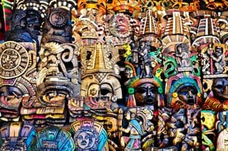 Ancient Mayan Carved Wood Masks Collection