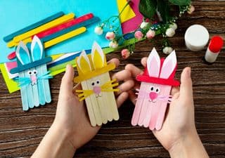 Handcrafted Popsicle Stick Bunnies