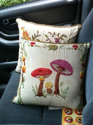 Embroidered Mushroom Pillows