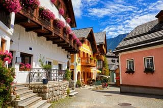 Colorful Alpine Village in Hallstatt, Austria
