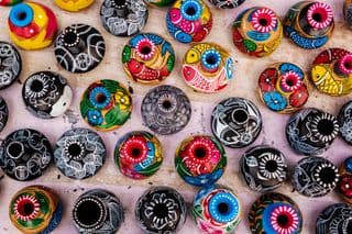 Colorful Indian Pottery Display