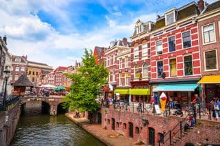 Historic Canalside in Utrecht, Netherlands