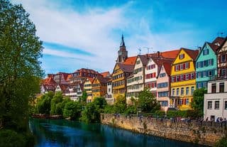 Colorful Riverfront in Tübingen, Germany