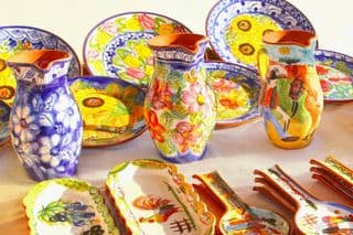 Traditional Portuguese Pottery at Flea Market in Lisbon