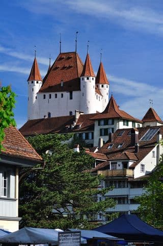 Medieval Fortress of Schloss Thun Overlooking the Swiss Town