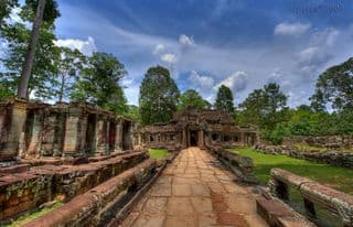 Ancient Stone Ruins in the Jungle of Banteay Kdei, Cambodia