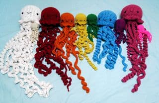 Colorful Crocheted Jellyfish Family